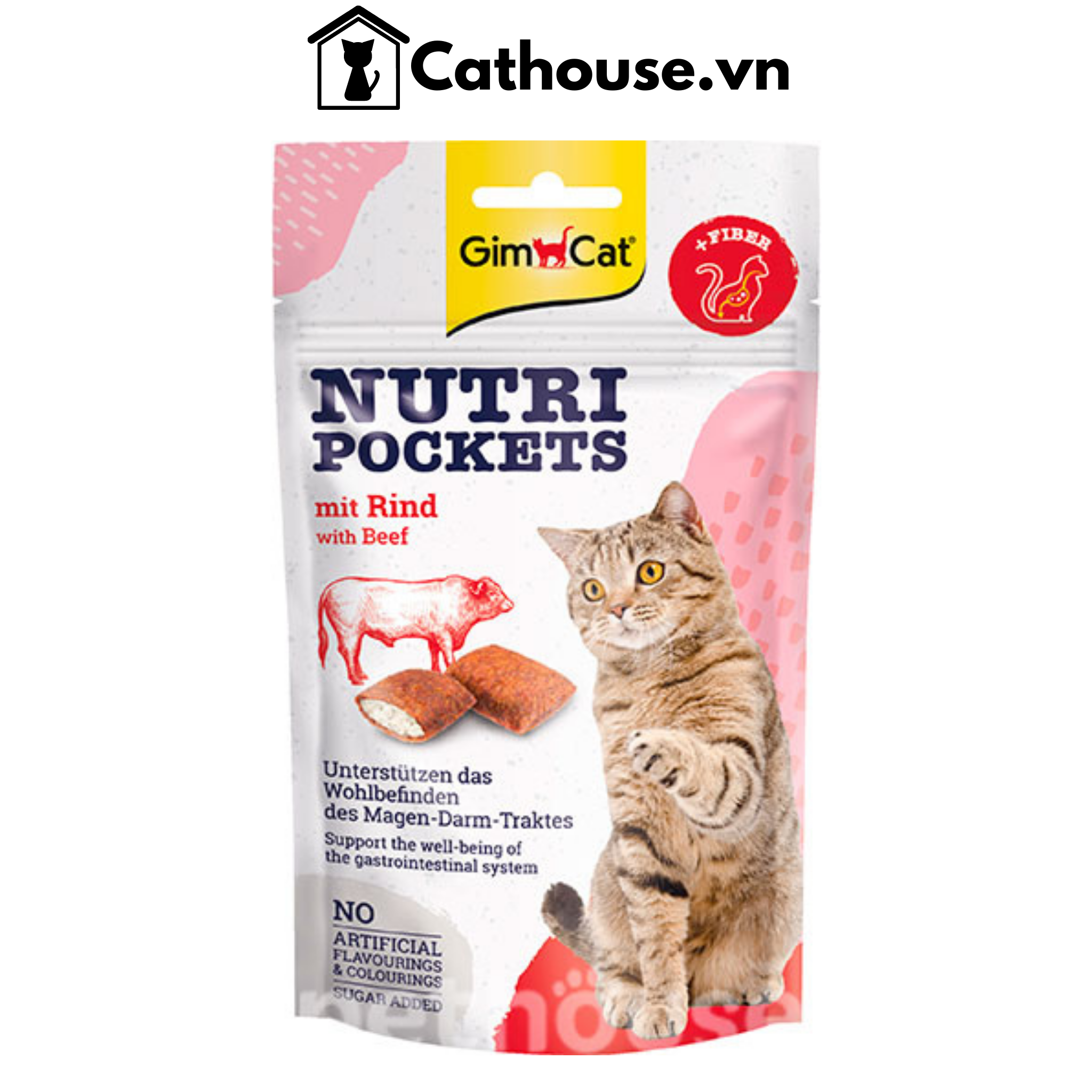  Snack Bánh Quy Giòn Vị Thịt Bò Hỗ Trợ Tiêu Hoá, Ngừa Búi Lông - GimCat Nutri Pockets Beef & Malt 60G 