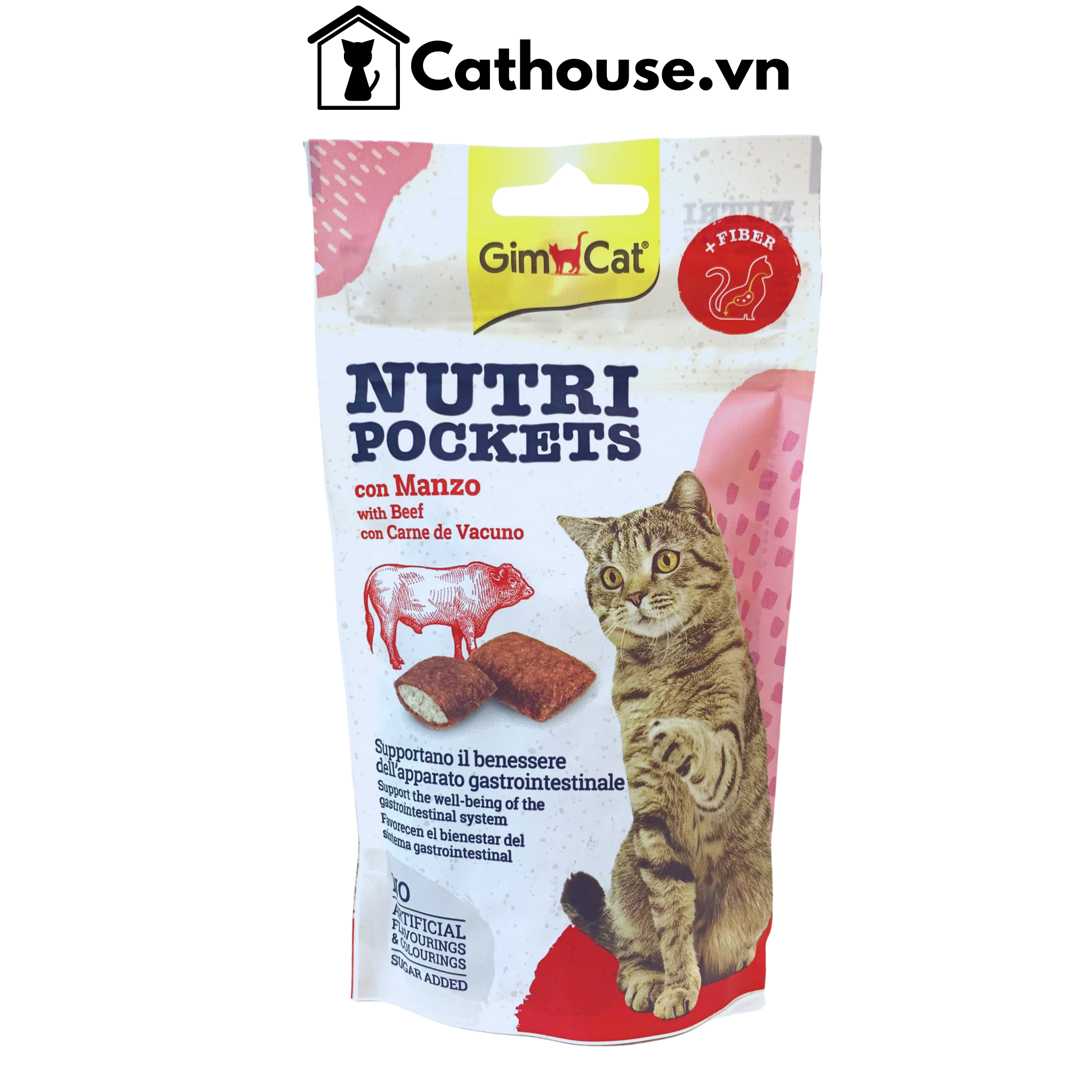  Snack Bánh Quy Giòn Nhân Thịt Bò, Hỗ Trợ Tiêu Hoá, Ngừa Búi Lông GimCat Nutri Pockets 