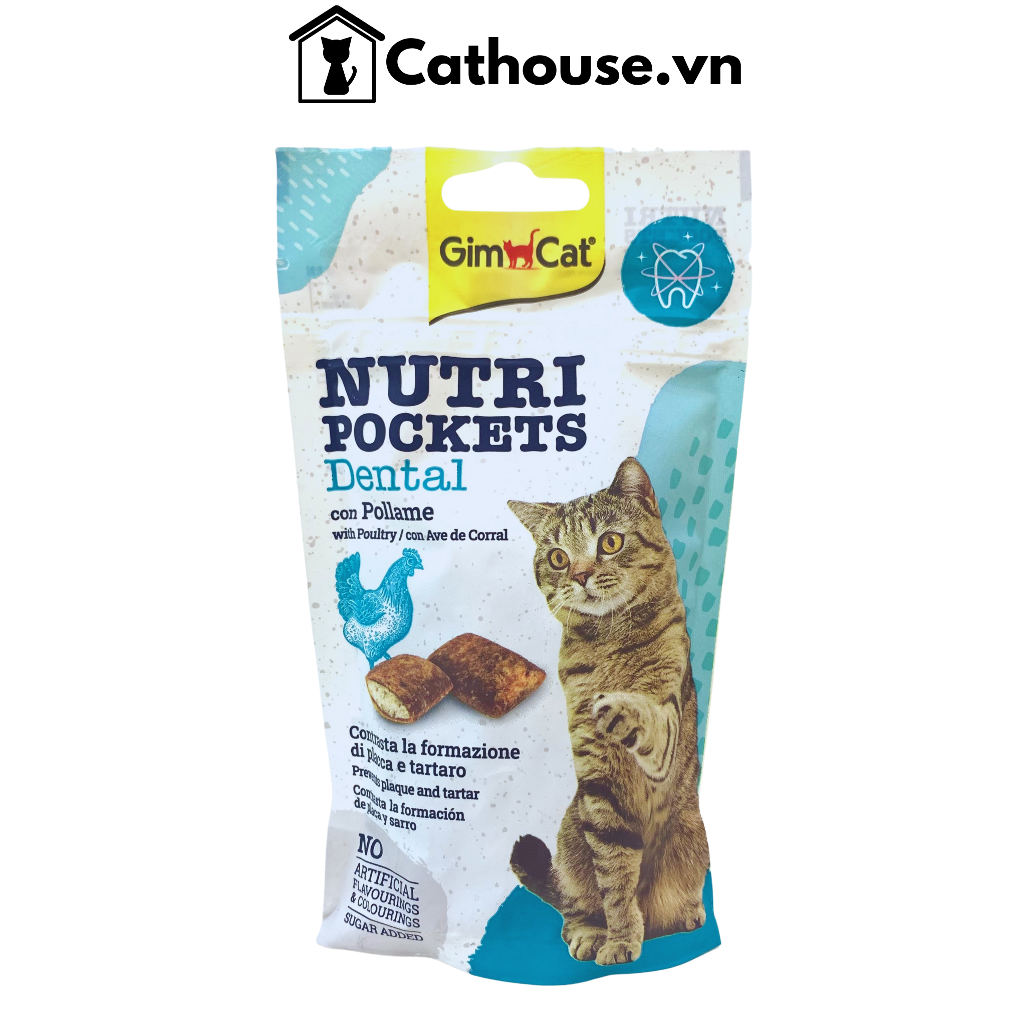 GimCat Nutri Pockets Dental 60G - Snack Bánh Quy Giòn Làm Sạch Và Ngăn Ngừa Cao Răng Cho Mèo