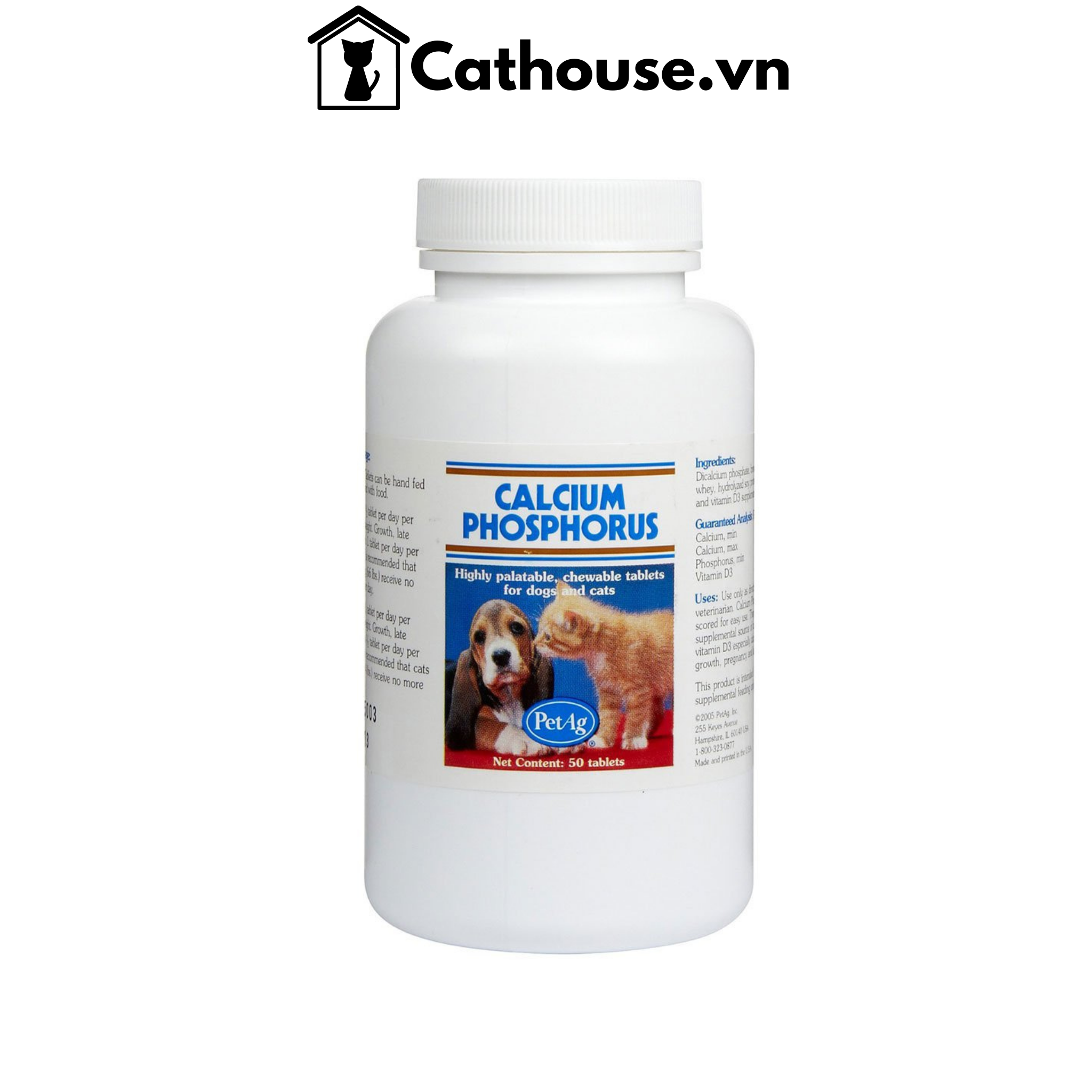 Viên Pet Ag Calcium Phosphorus Bổ Sung Canxi Cho Thú Cưng