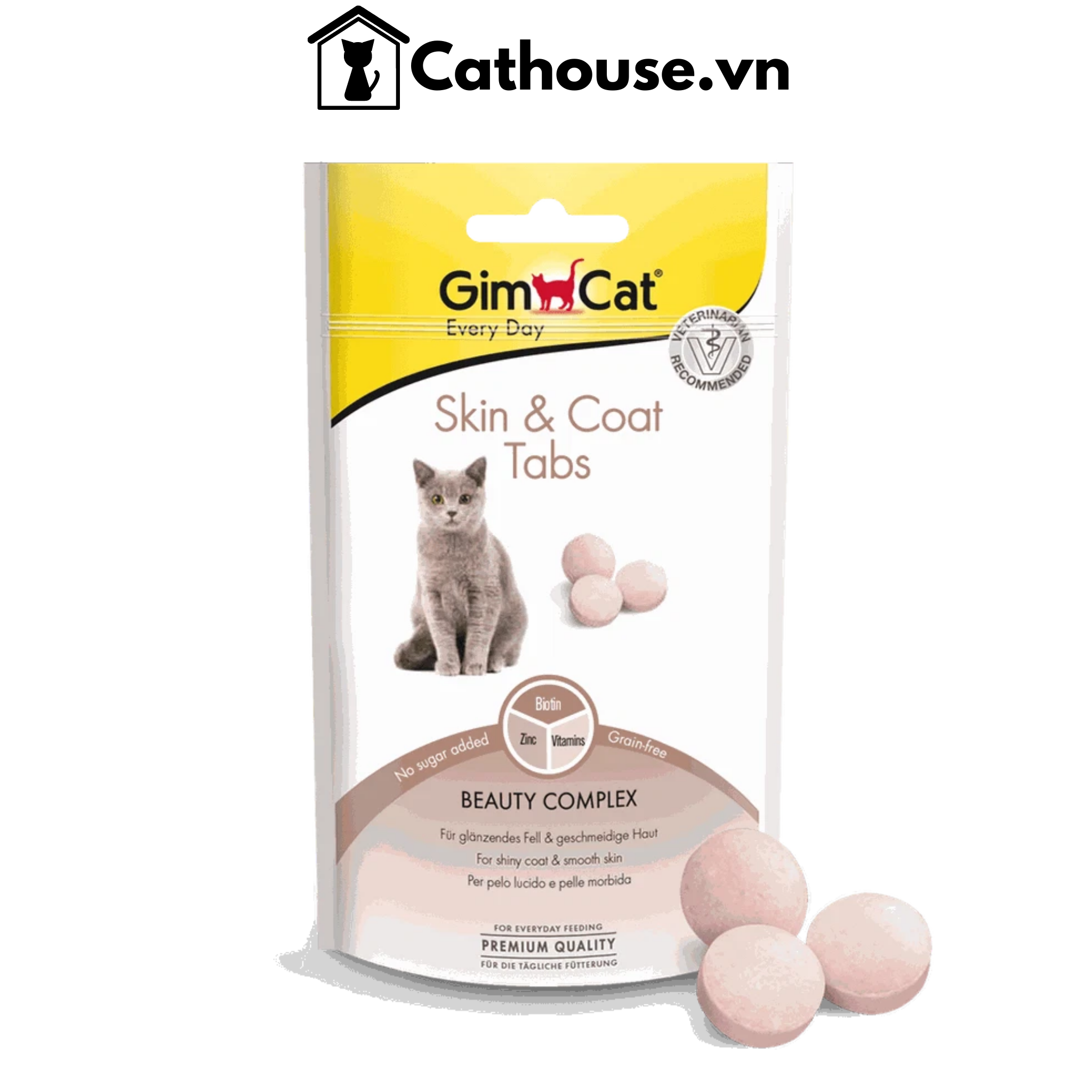 GimCat Skin & Coat Tabs 40G - Snack Bánh Thưởng Giúp Lông Bóng Mượt & Móng Chắc Khoẻ