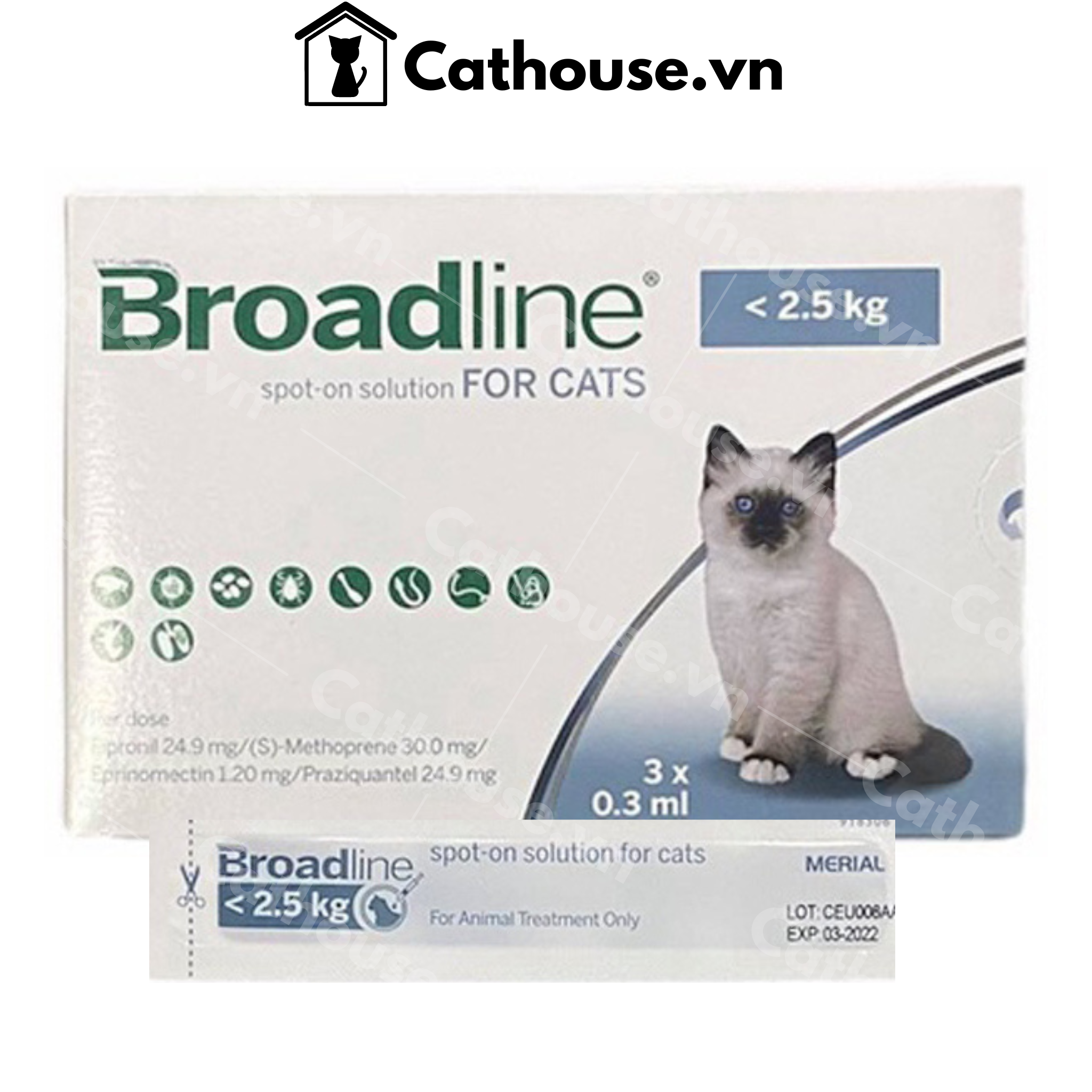  Broadline - Nhỏ Gáy Phòng Nội, Ngoại Ký Sinh Trùng Cho Mèo Dưới 2.5KG 