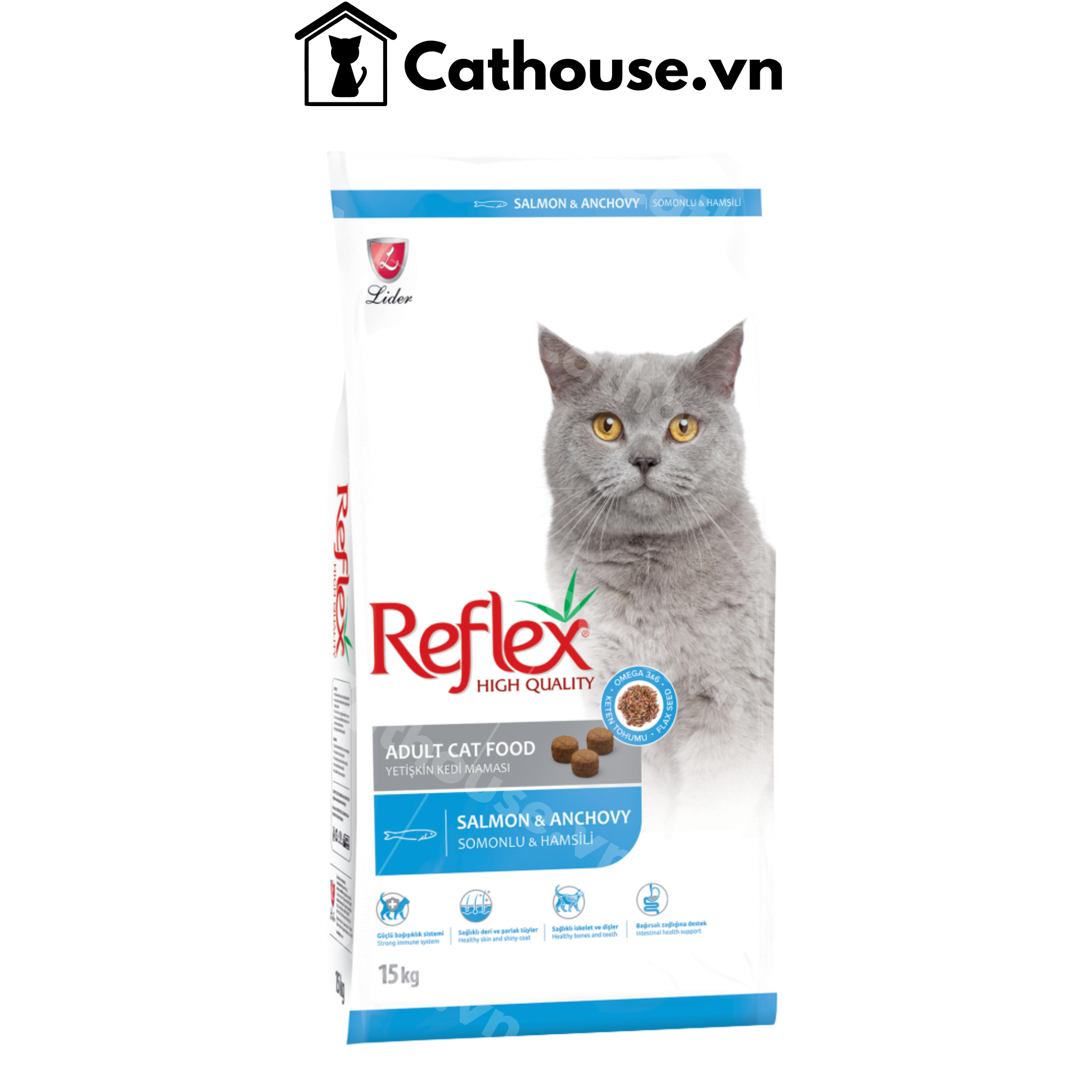 Hạt Mèo Reflex Adult Salmon & Anchovy vị Cá Hồi & Cá Cơm