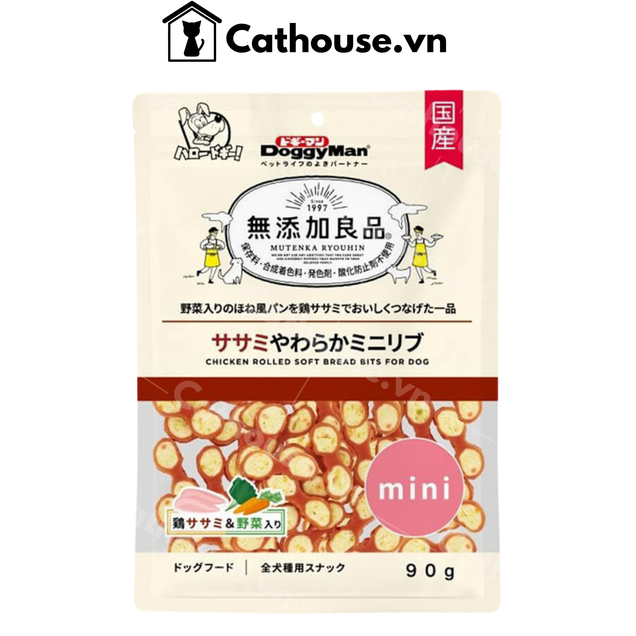Snack DoggyMan Thịt Gà Cuộn Bánh Rau Củ 90G 82356