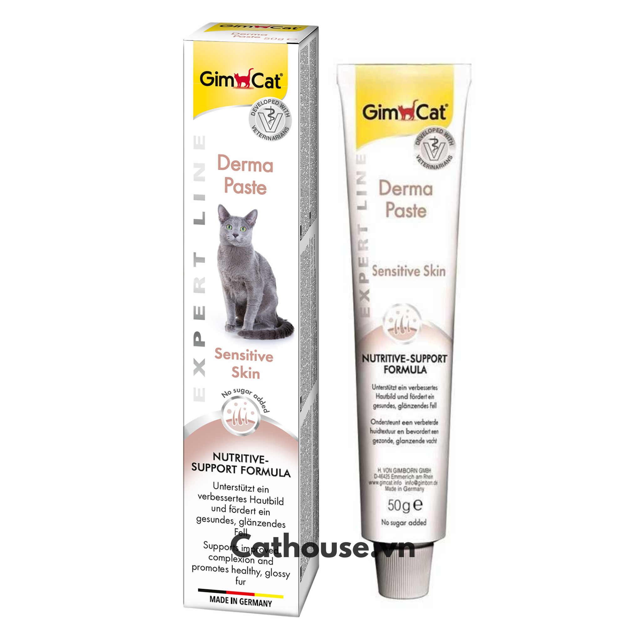  Gel GimCat Derma Paste Sensitive Skin 50G Hỗ Trợ Điều Trị Viêm Da Cho Mèo 