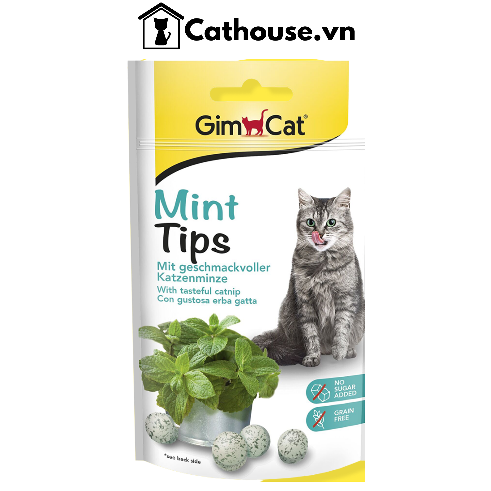 GimCat Mint Tips 40G - Snack Viên Bánh Thưởng Vị Bạc Hà 