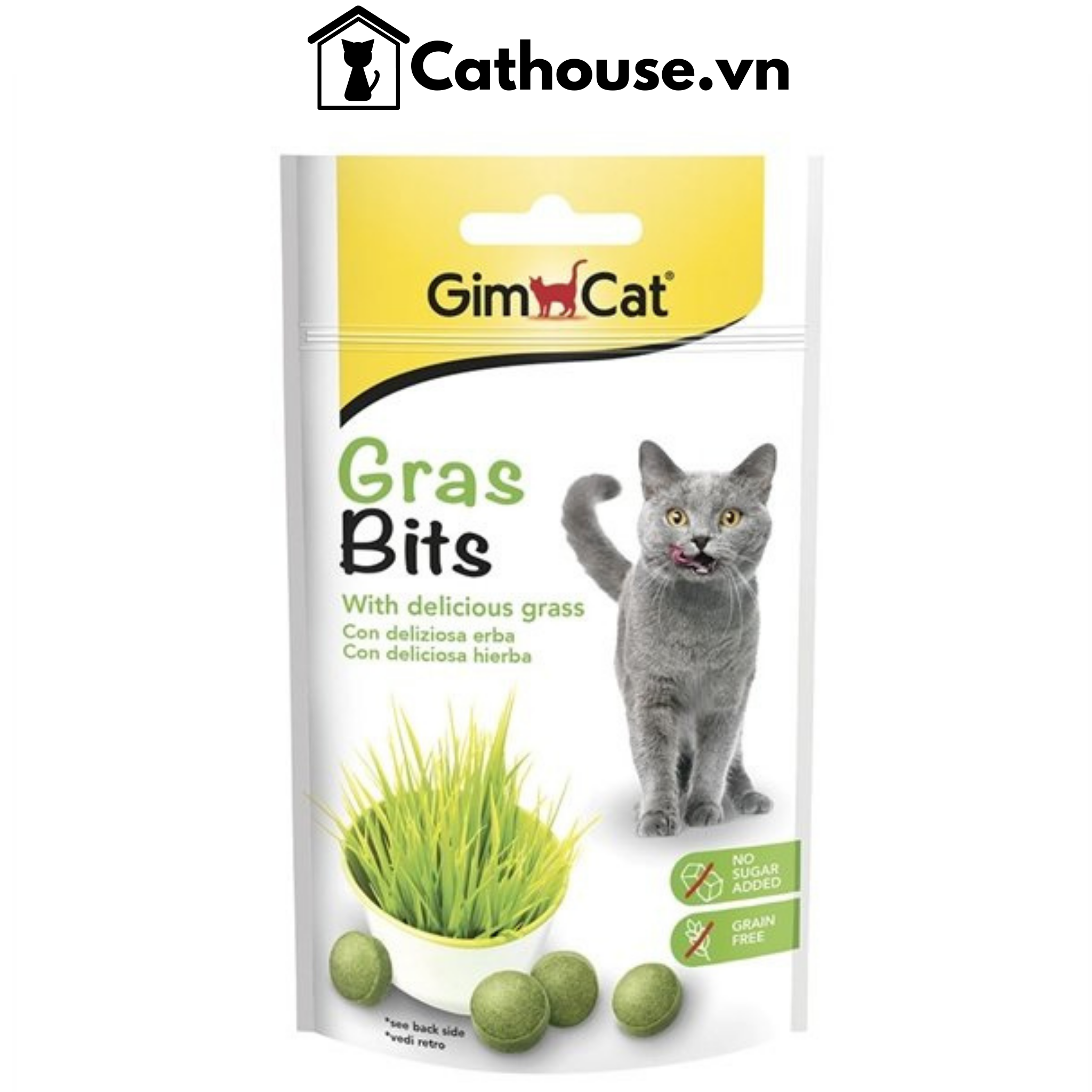 GimCat Gras Bits 50G - Snack Viên Bánh Thưởng Vị Cỏ Mèo 