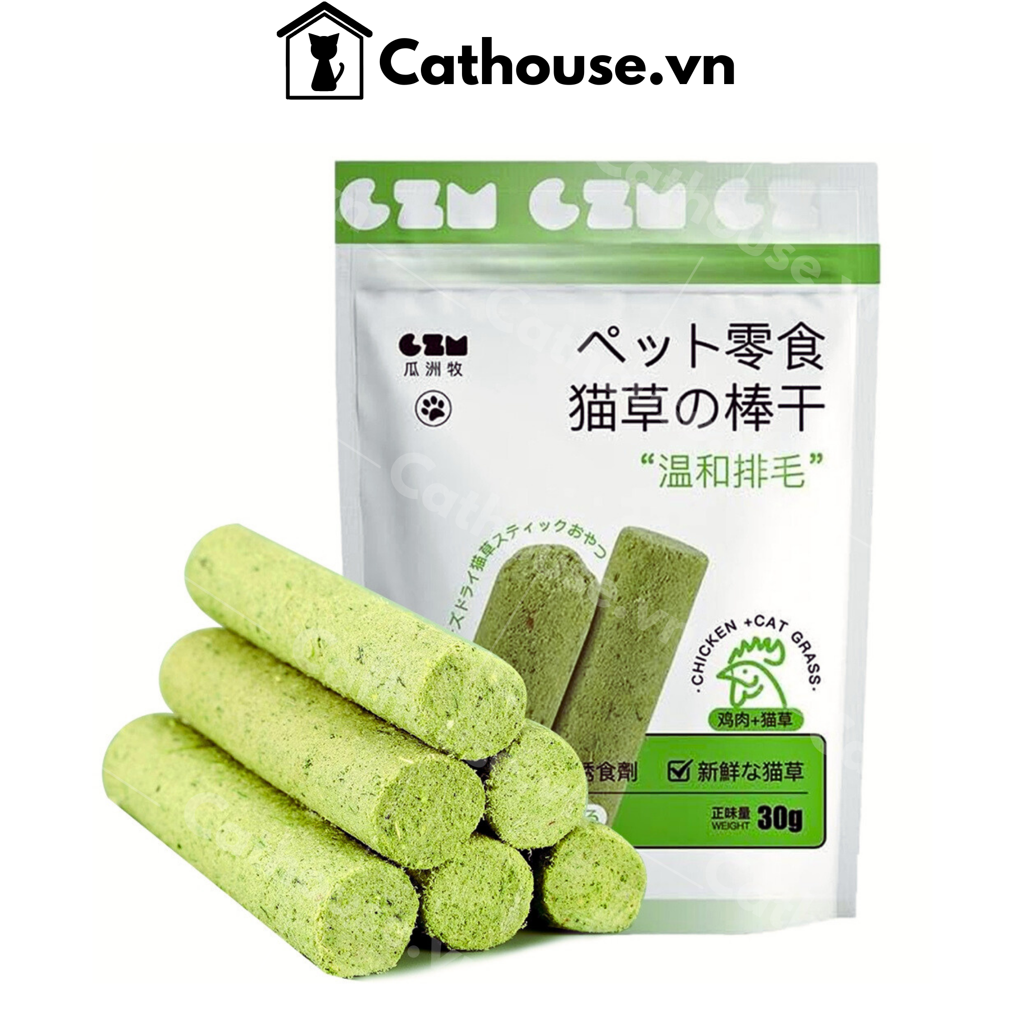 Snack Que Cỏ Mèo Tiêu Búi Lông Vị Thịt Gà