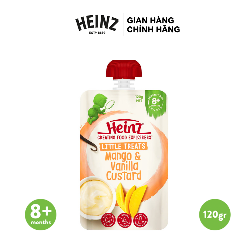 Túi Dinh Dưỡng Custard Xoài Và Vani HEINZ 120g (Bé 8 Tháng Tuổi)