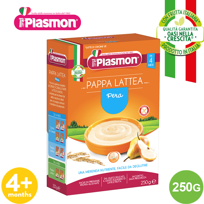Bột Ăn Dặm Vị Bột Gạo, Sữa và Lê Nghiền Plasmon cho bé từ 4 tháng