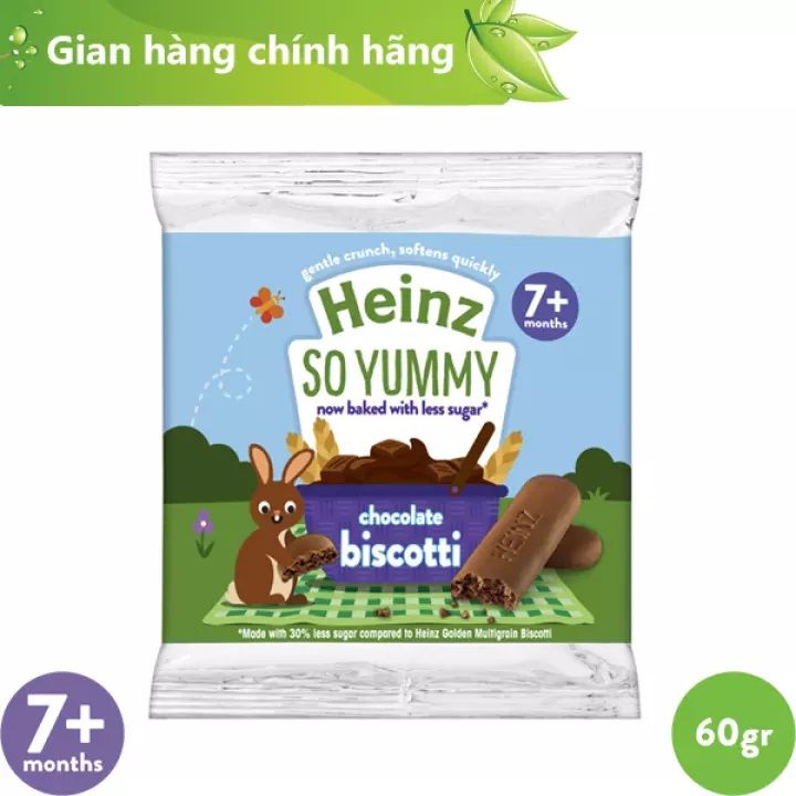  Bánh Quy Ăn Dặm Biscotti Vị Socola Heinz 60g (Ít Đường) 