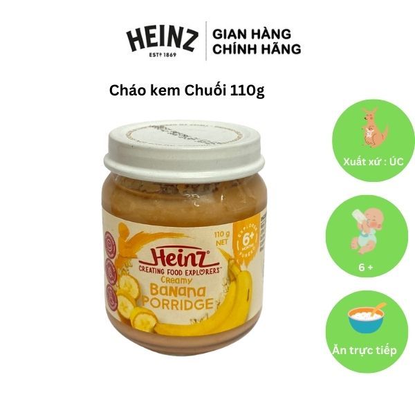  Lọ Dinh Dưỡng Cháo Kem Chuối HEINZ 110g (Date T8/2024) (Bé 6 Tháng Tuổi) 