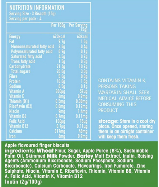 Bánh Quy Ăn Dặm Biscotti Vị Táo Heinz 60G (Ít Đường)