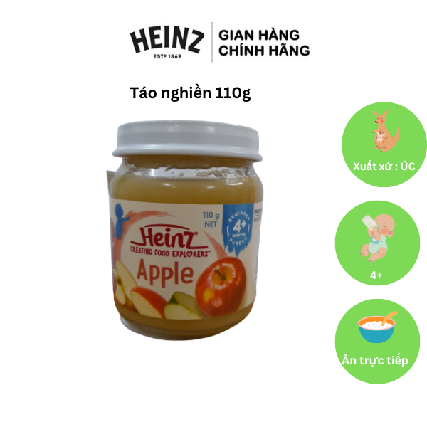 Lọ Thức Ăn Dinh Dưỡng Táo Nghiền HEINZ 110g (Bé 4 Tháng Tuổi)