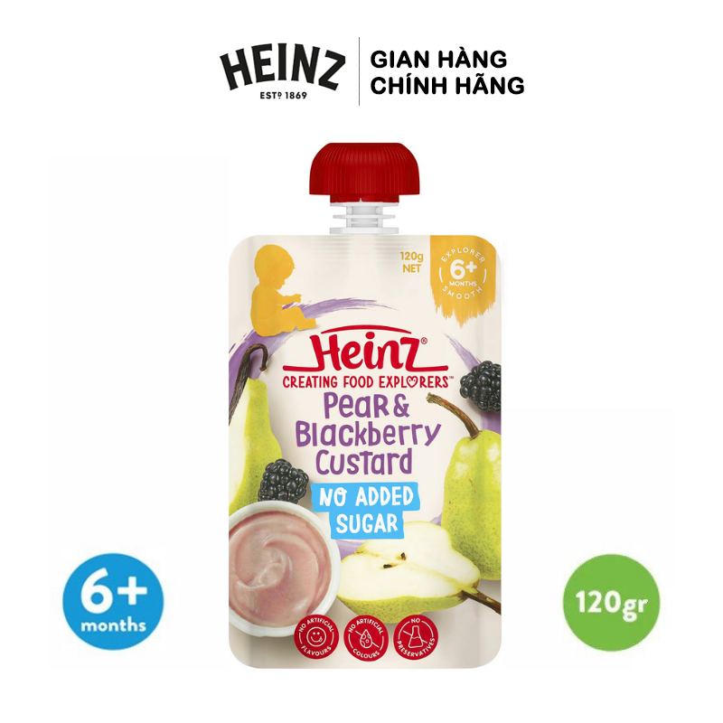  Túi Dinh Dưỡng Vị Lê & Mâm Xôi HEINZ 120g (Bé 6 Tháng Tuổi) 