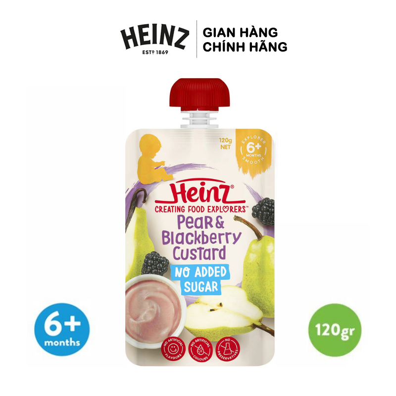 Túi Dinh Dưỡng Vị Lê & Mâm Xôi HEINZ 120g (Bé 6 Tháng Tuổi)