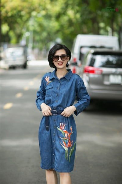  Đầm Melania denim thêu thủ công Thiên Điểu 