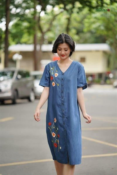 Đầm denim thêu tay Poppy baby