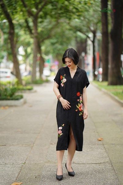 Đầm Yuna kimono thêu thủ công Hồng Florentina