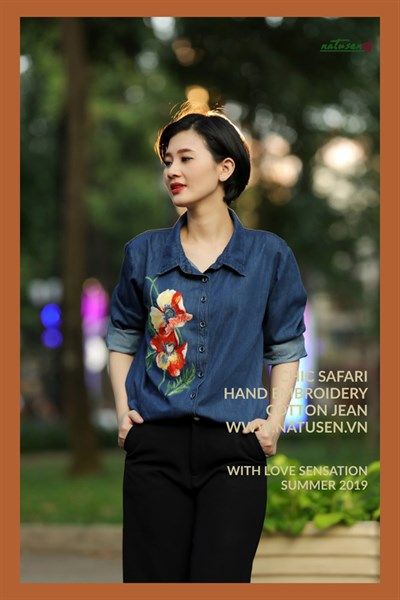 Áo thêu tay Poppy chemise denim