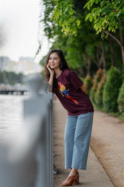  Quần Jeans thun Nhạt suông lưng thun 