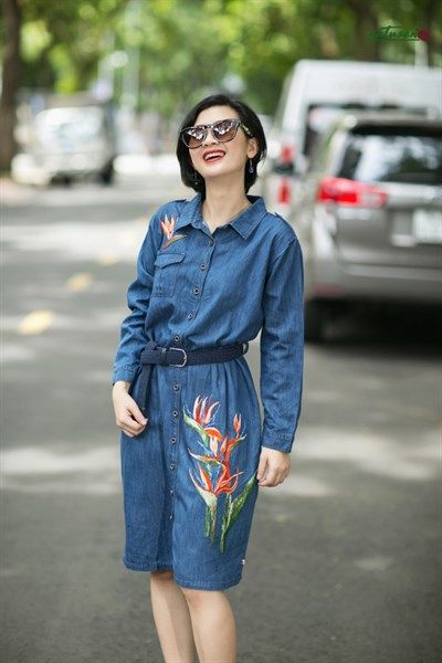 Đầm Melania denim thêu thủ công Thiên Điểu