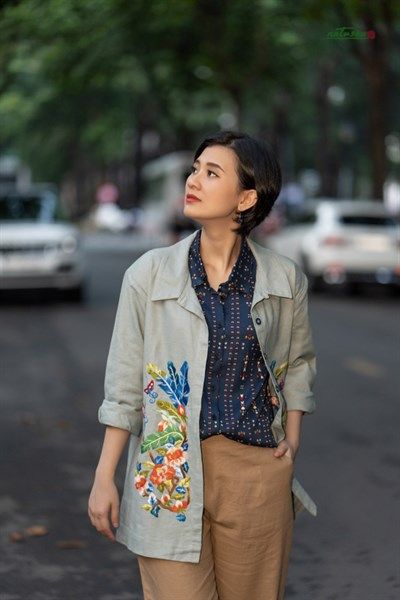 Áo chemise in hoa Xanh navy
