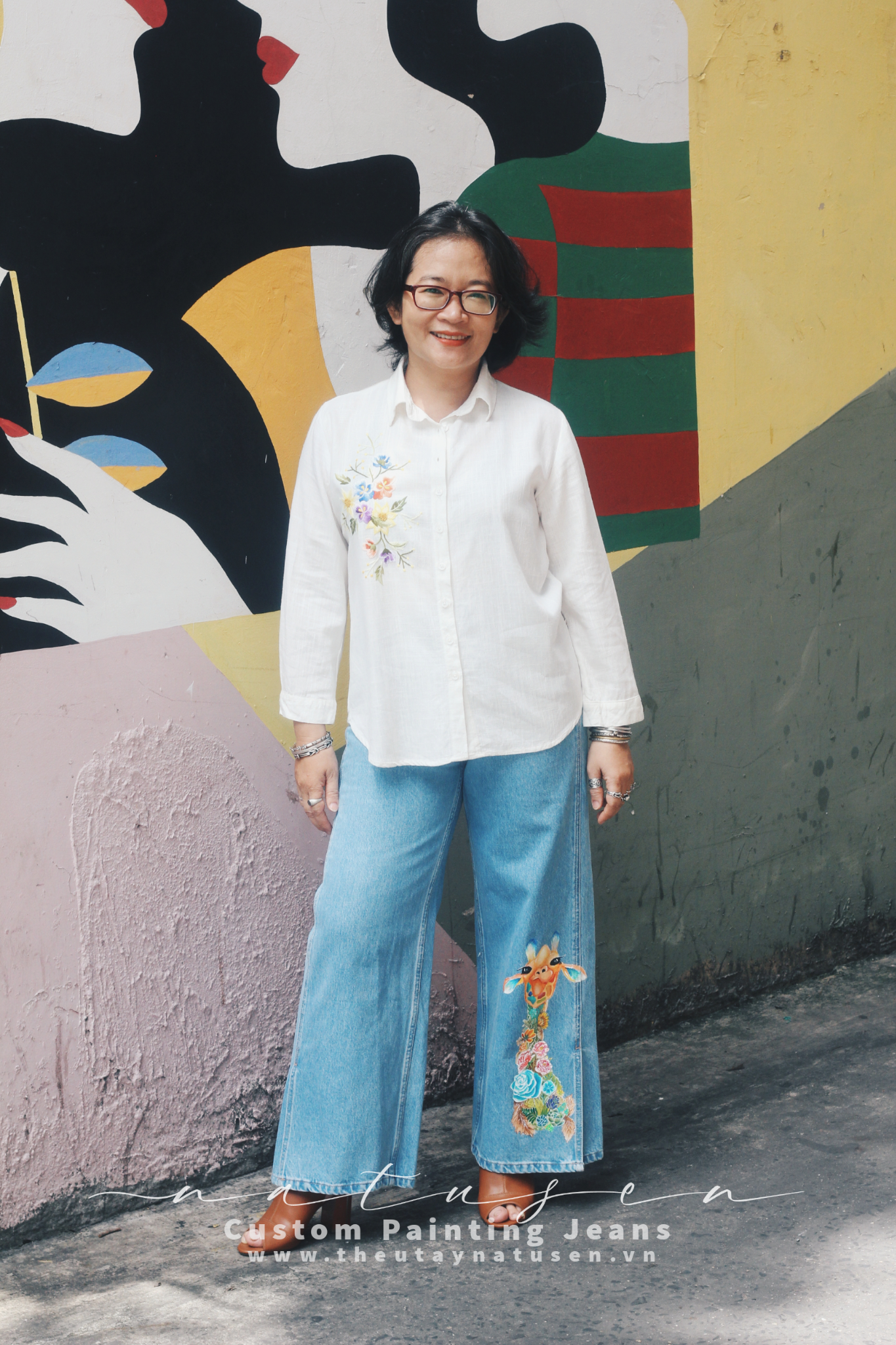 Quần Jeans ống rộng lưng cao - Medium