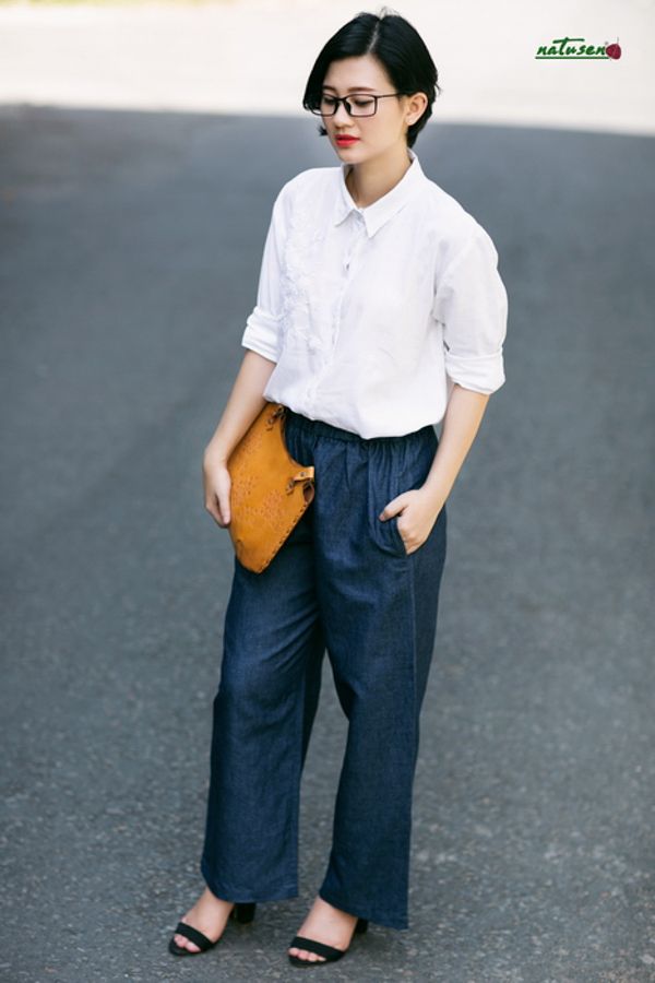 Áo thêu tay cúc Tana chemise linen Trắng