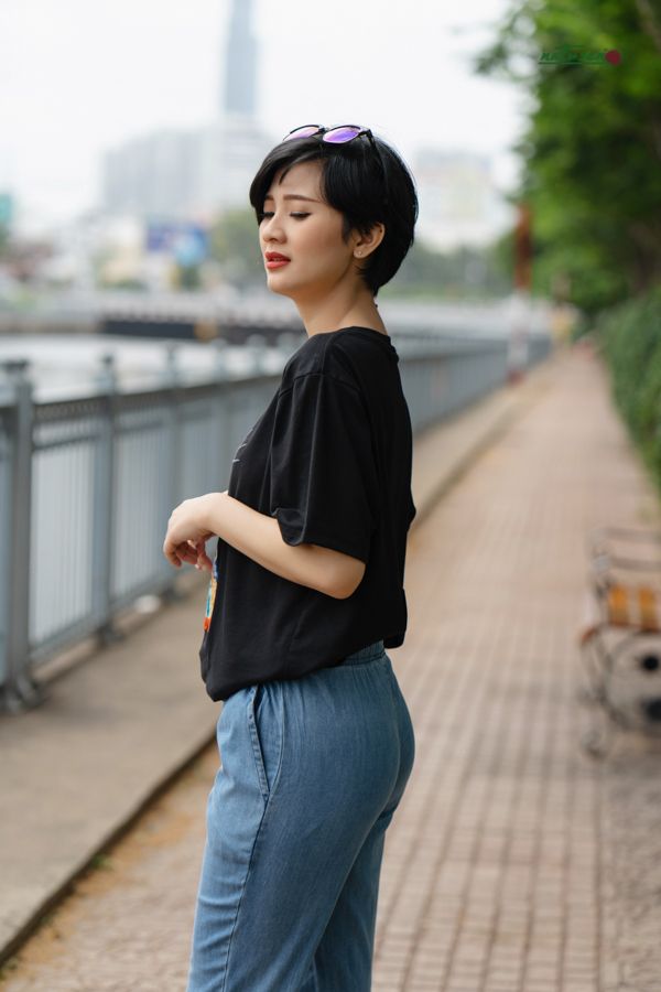  Quần jeans form baggy lưng thun 