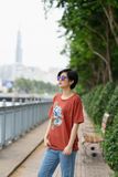  Áo thun T-shirt Vintage Brick thêu thủ công Hồng Nụ 