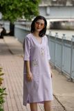  Đầm Hoa Cà linen thêu tay Pansee 