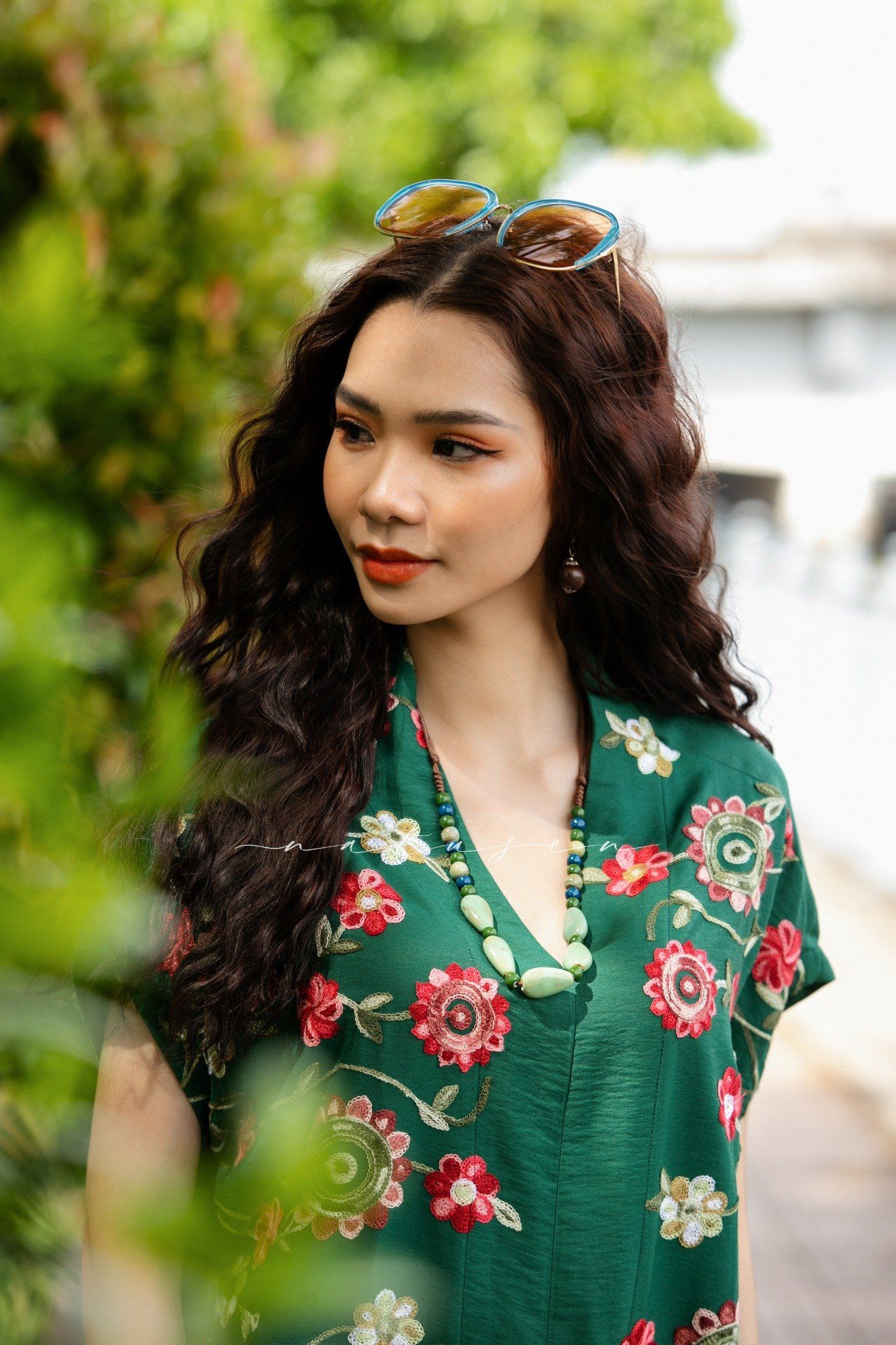 Dây Pop Art hạt giọt nước xanh ngọc