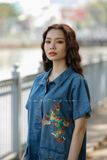  Đầm Ann denim thêu tay Ếch Hoa Classic 