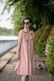  Đầm chemise Hồng pastel thêu tay Hoa Sim 