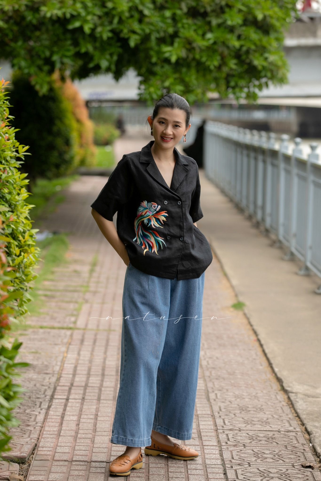 Quần Jeans lửng ống suông Light