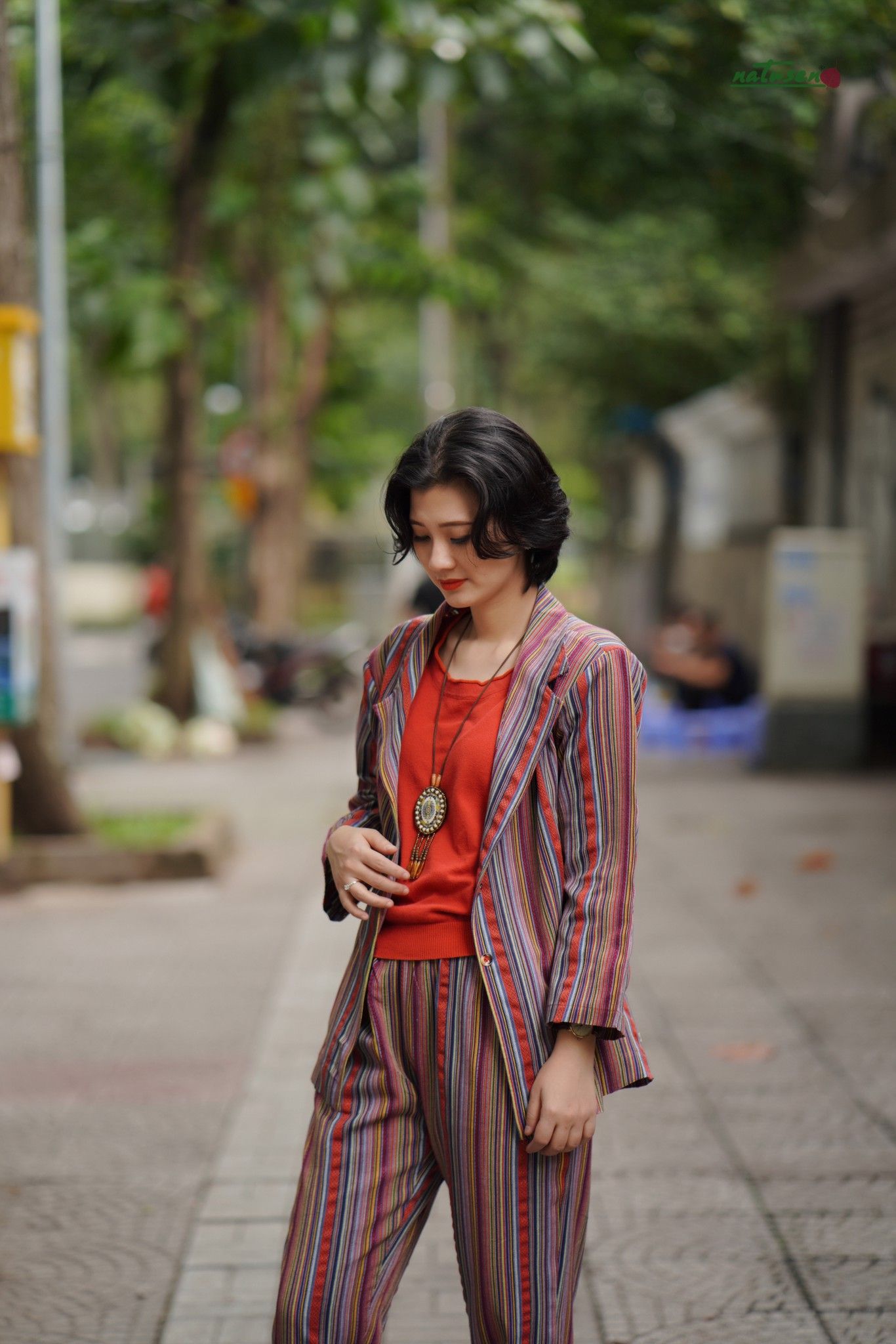 Áo khoác vest Thổ Cẩm Yarn Dyed