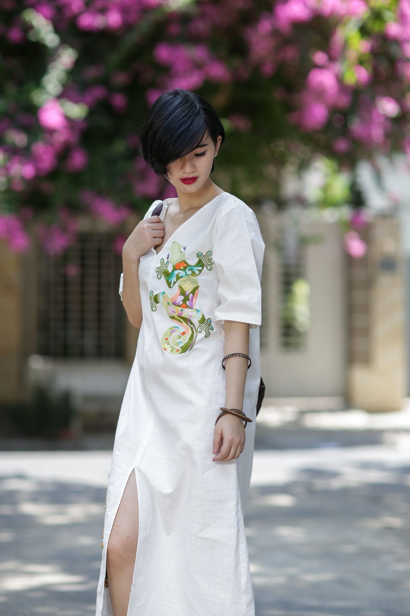 Đầm Victory Đen Tắc Kè Lập Thể