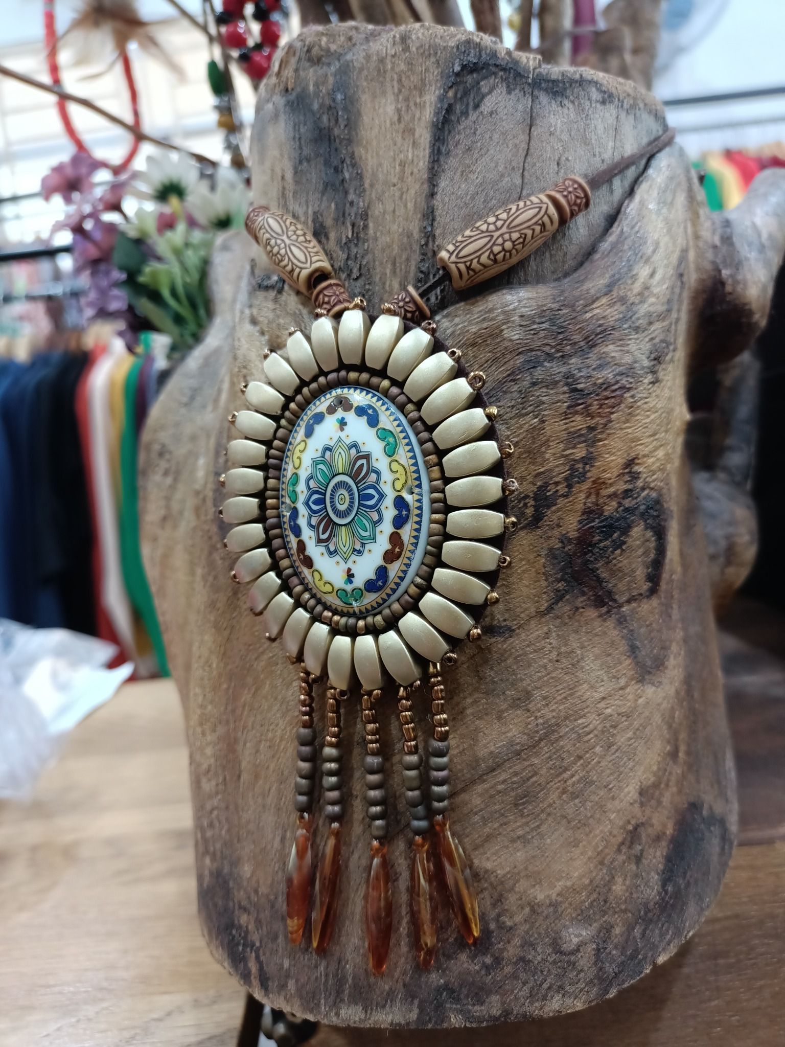 Dây đeo cổ Boho kết hạt oval