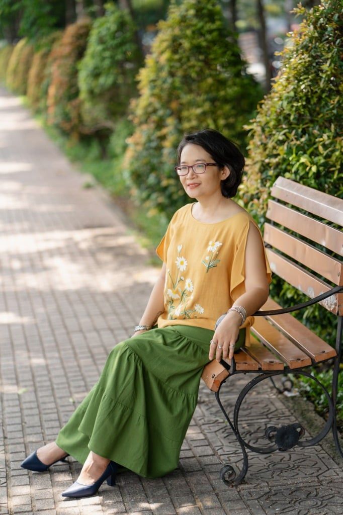 Quần gypsy linen xanh lá nhúng tầng Freesize