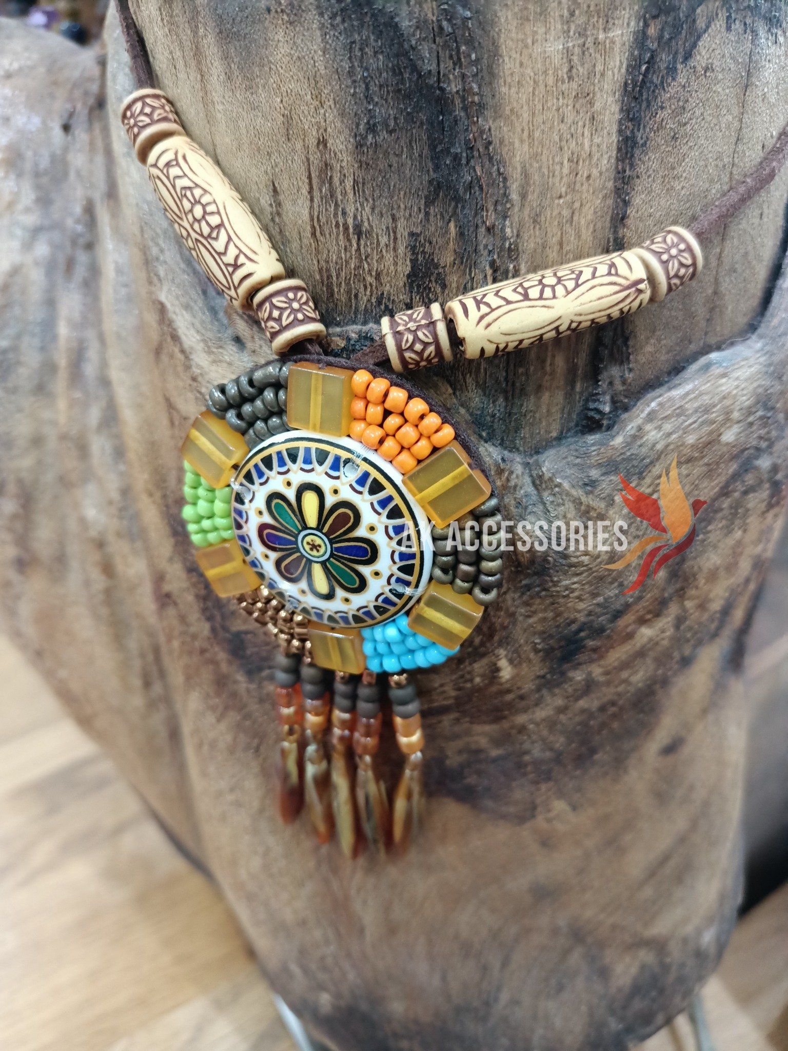 Dây đeo cổ Boho kết hạt tròn