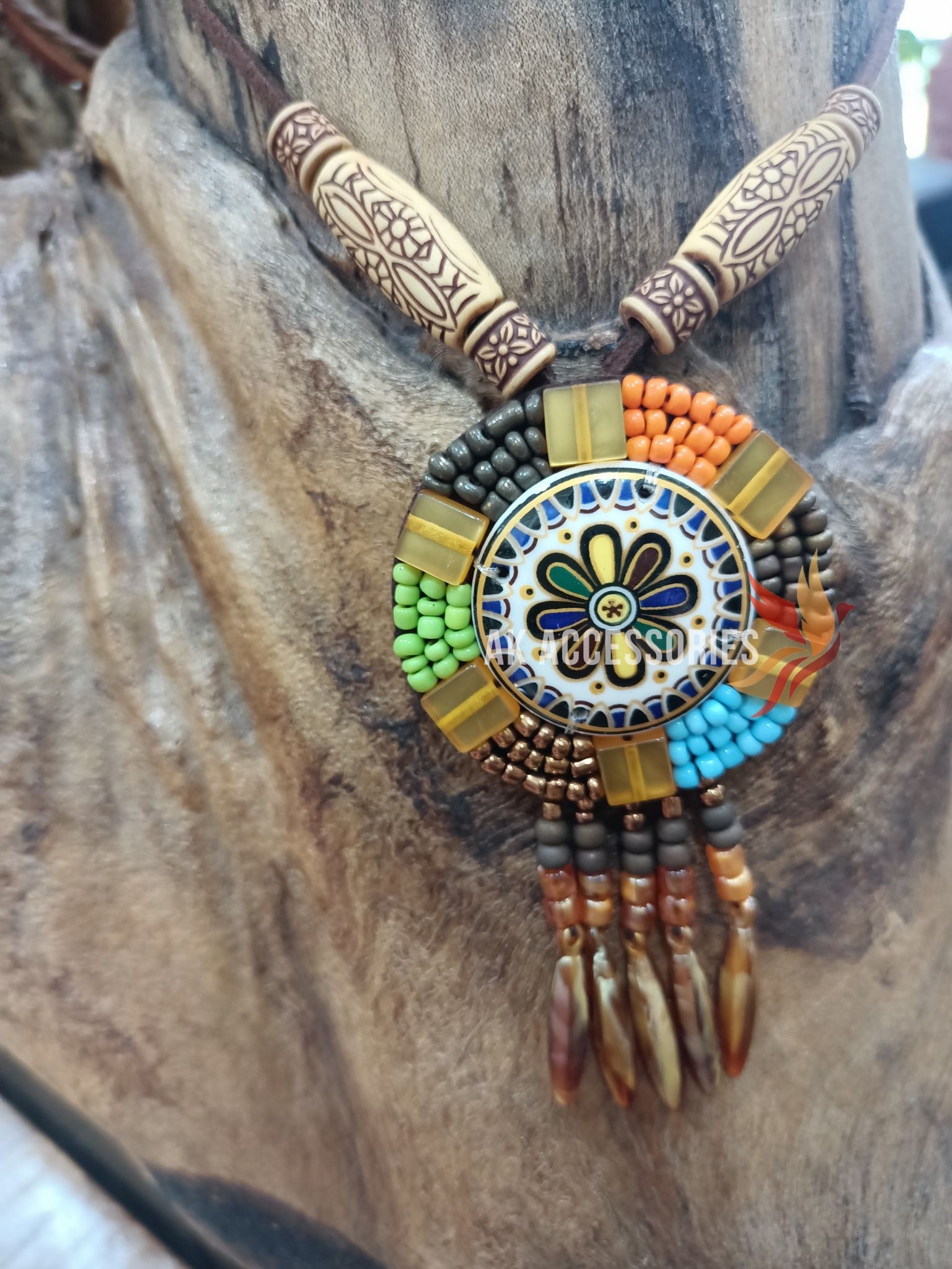 Dây đeo cổ Boho kết hạt tròn