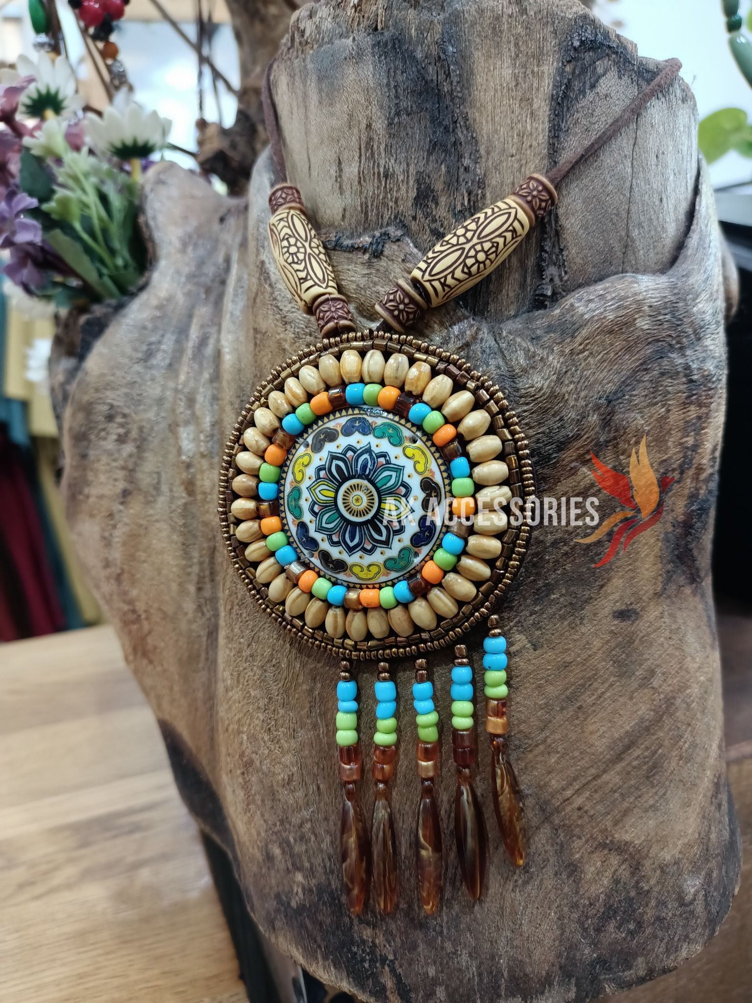 Dây đeo cổ Boho kết hạt tròn