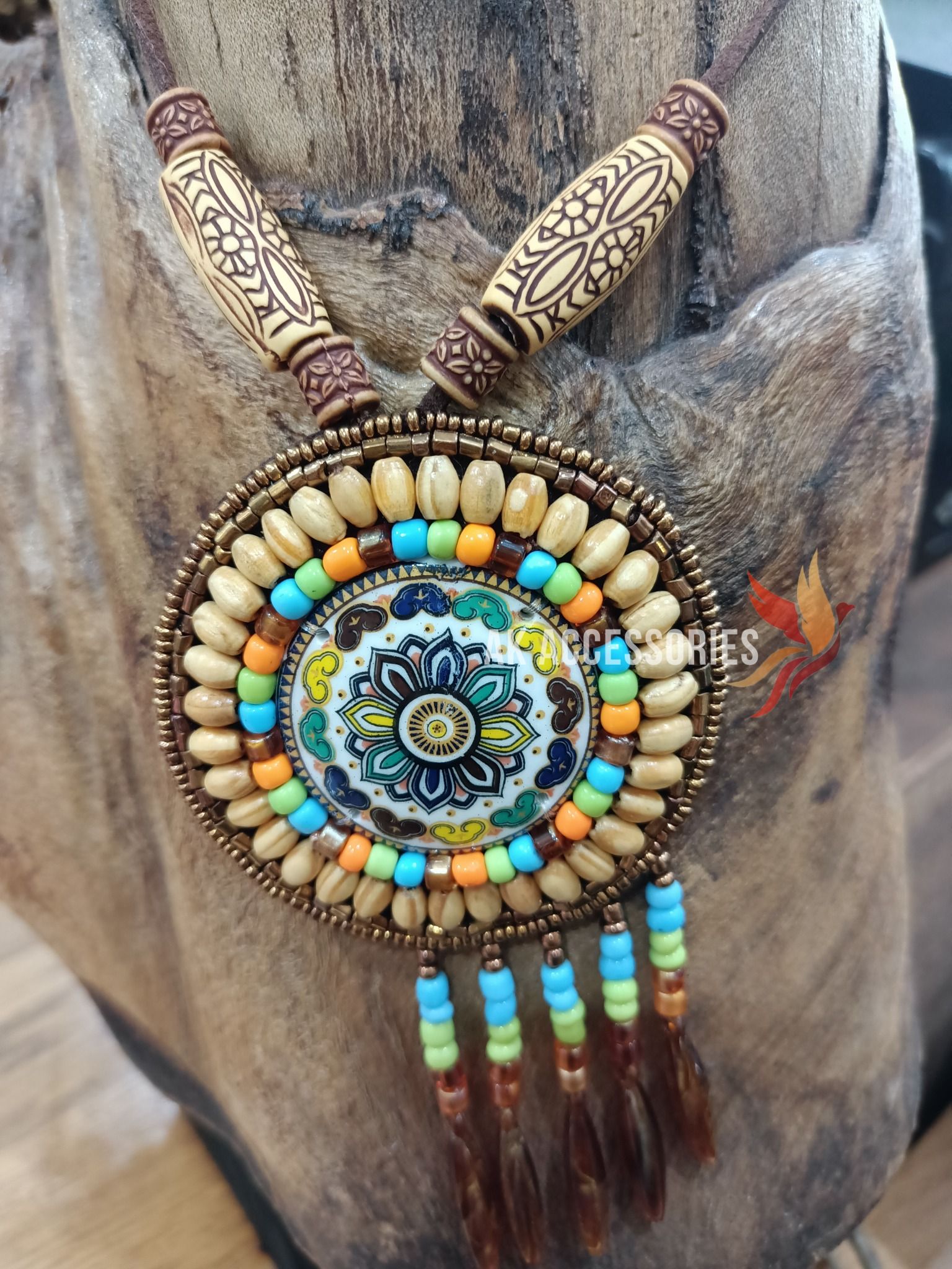 Dây đeo cổ Boho kết hạt tròn