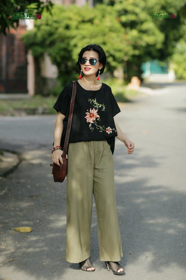 Quần linen DÀI ống rộng freesize