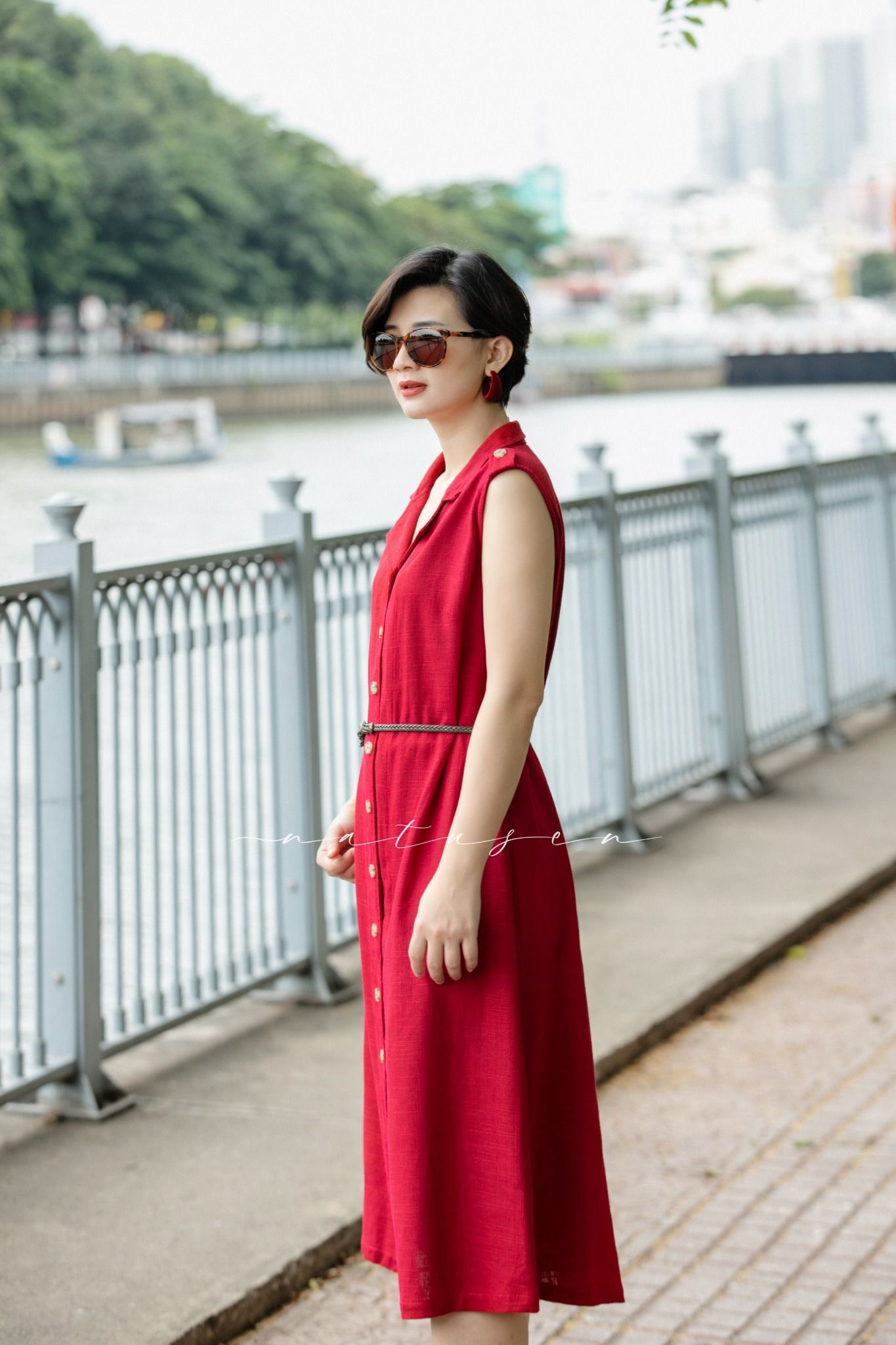 Đầm Kachia vest safari Đỏ Tết