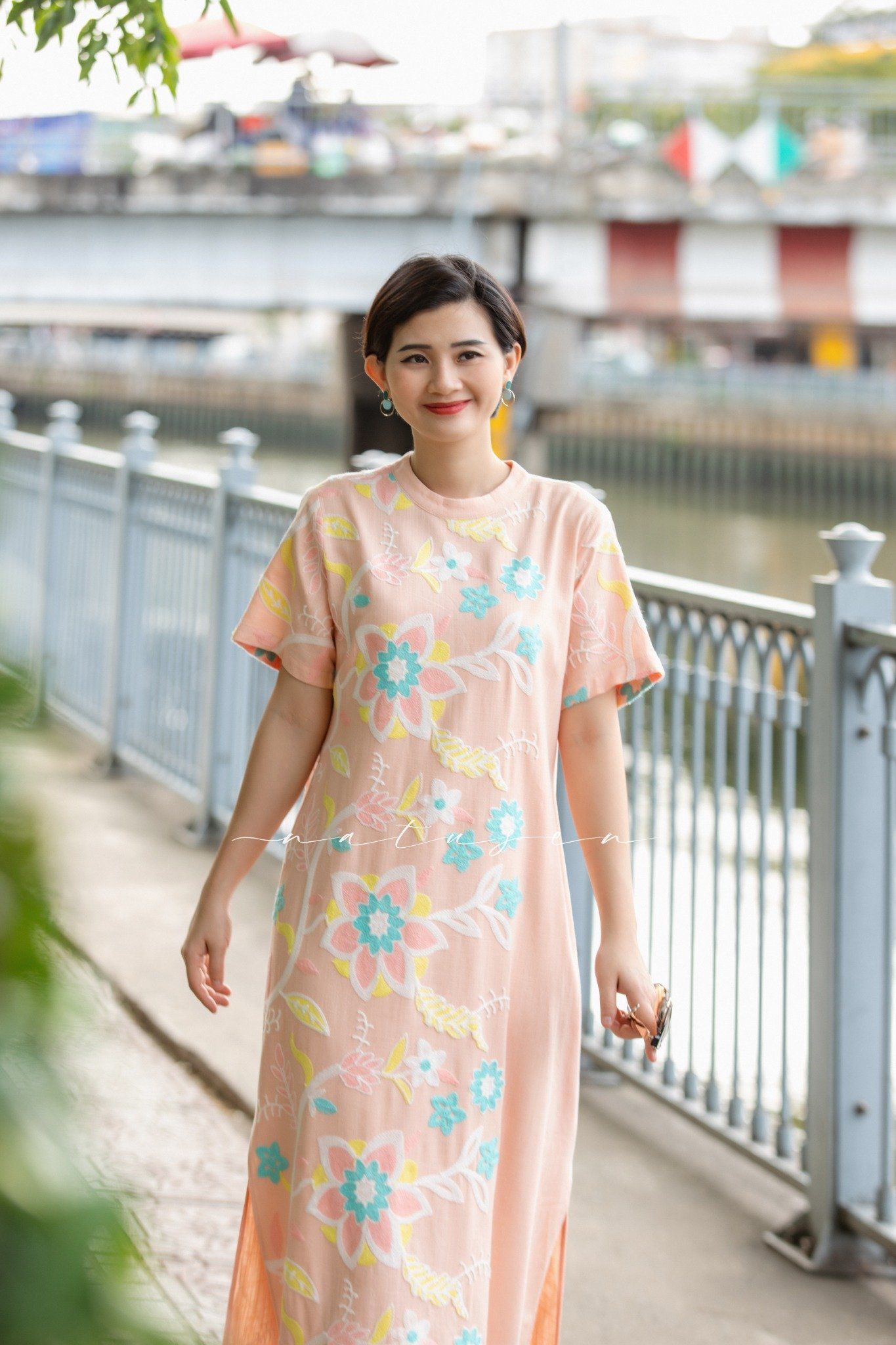Đầm Mabelle Hồng Dâu ren thêu