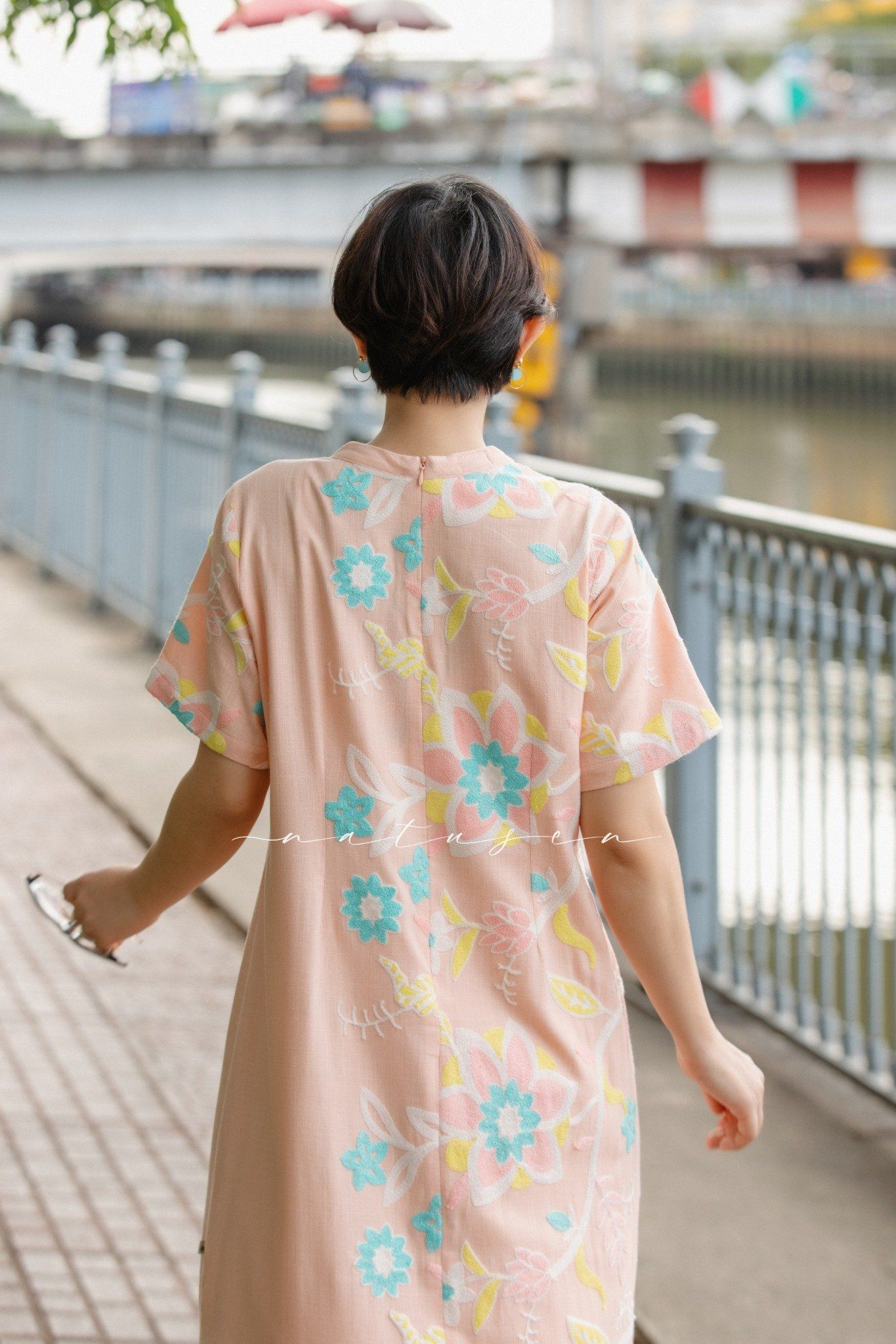 Đầm Mabelle Hồng Dâu ren thêu