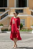  Đầm Melysa Đỏ linen thêu tay Mãn Đình Hồng 