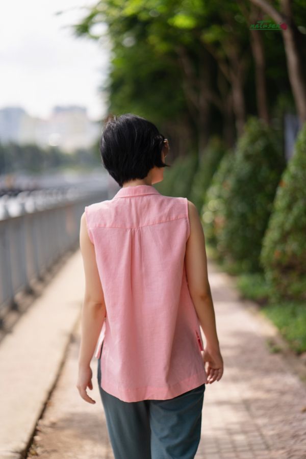 Áo thêu tay Cúc Marguerite hồng phấn